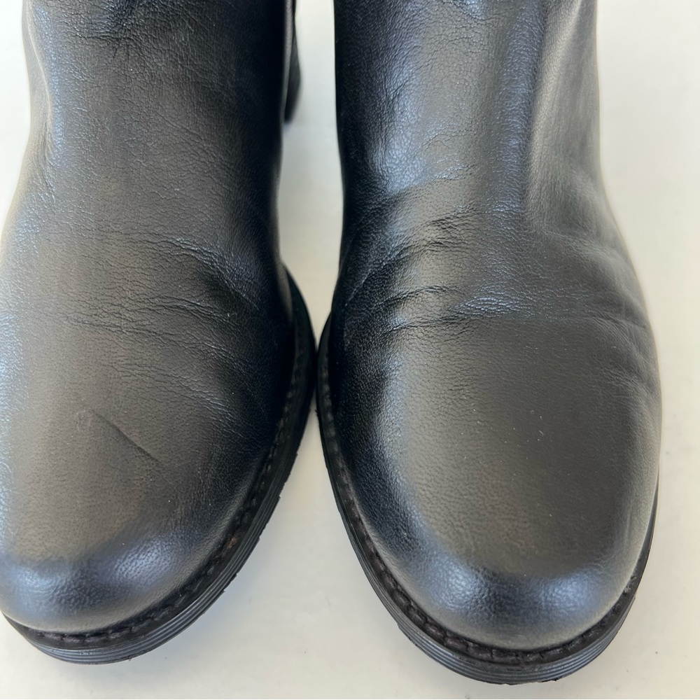 ♦️SOLD♦️STUART WEITZMAN Charcoal Black Leather Coated Knit Moto Mid Calf Boots - Picture 13 of 15